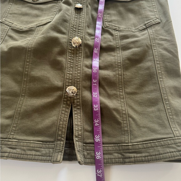 Khaki Button-Front Belted Mini Dress - Picture 8 of 12